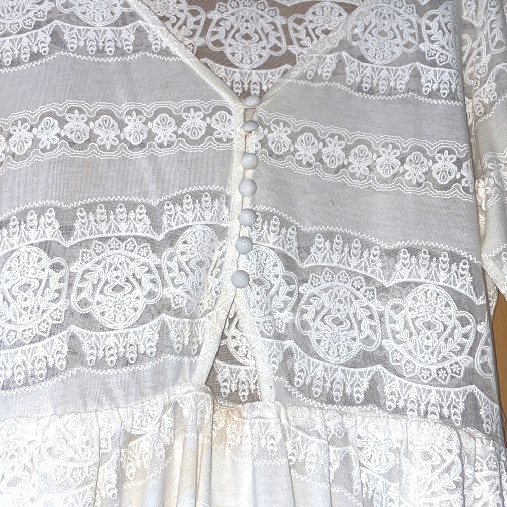 White Cotton Lace Dress - Picture 3 of 4